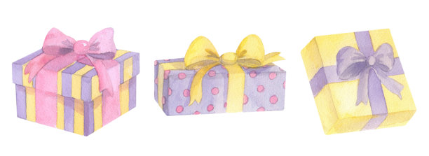 礼品盒套装。手工绘制的礼品盒插图。适用于面料、包装纸、贺卡、设计、装饰和插画。图片下载