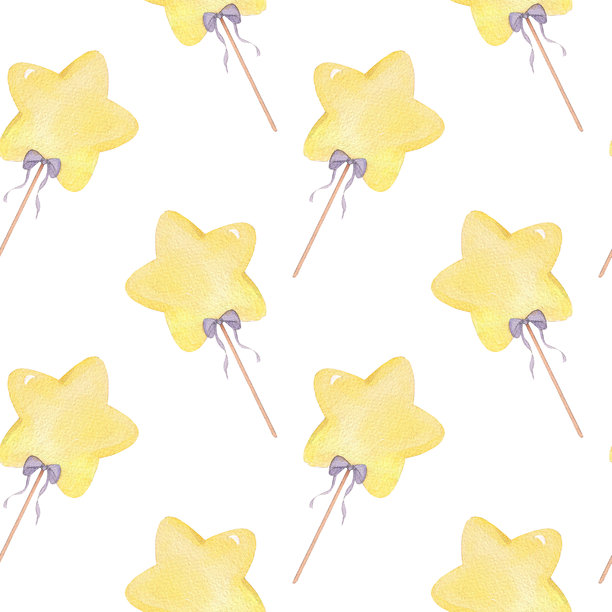 黄色心形棒棒糖的无缝图案。手工水彩插画棒棒糖。适用于织物、包装纸、贺卡、设计、装饰和插画。图片下载