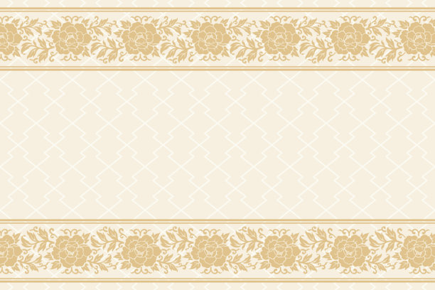 复古背景边框插画，配有优雅的牡丹花。图片下载