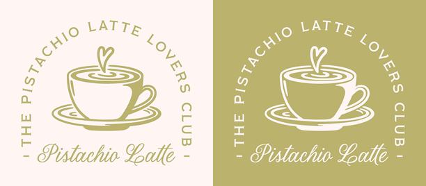 开心果拿铁爱好者俱乐部 坚果风味咖啡饮品 可爱拉花 心形马克杯 复古绿色美学绘画海报印花贴纸 趣味女孩衬衫设计图片下载