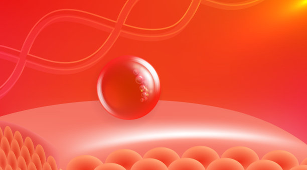 透明质酸和烟酰胺护发护肤解决方案广告，红色胶原蛋白精华滴入皮肤细胞，背景为化妆品广告，可立即使用，矢量插画。图片下载