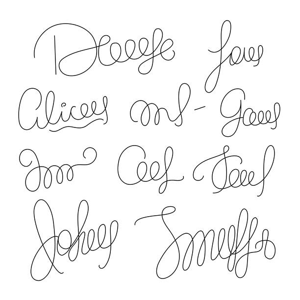 手绘签名样本集合，简单的涂鸦风格，用于签署文件、虚构合同签名、商业签名插画的个性书法字体图片下载