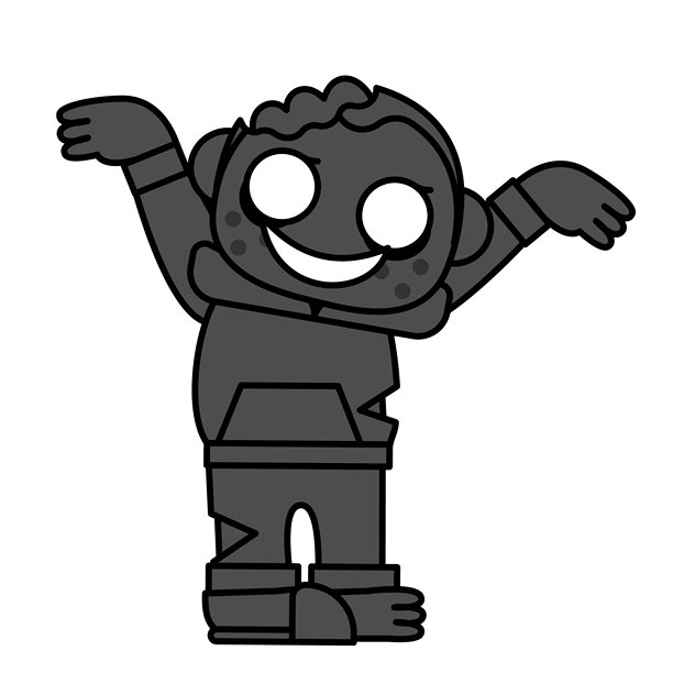 年轻男性僵尸剪影插画，双臂高举图片下载