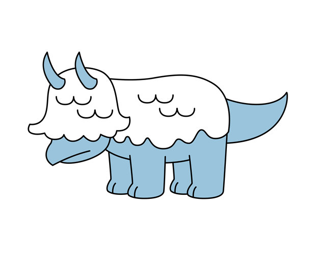 一只毛茸茸的恐龙的儿童插画，色彩柔和图片下载