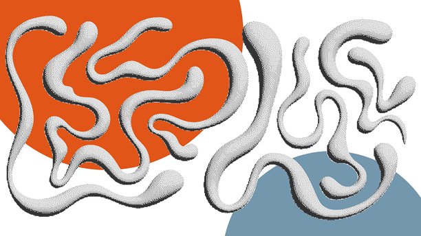 抽象复古背景，带有斑点状的3D有机形状和多彩几何元素。复古数字艺术风格插画。矢量EPS10图片下载