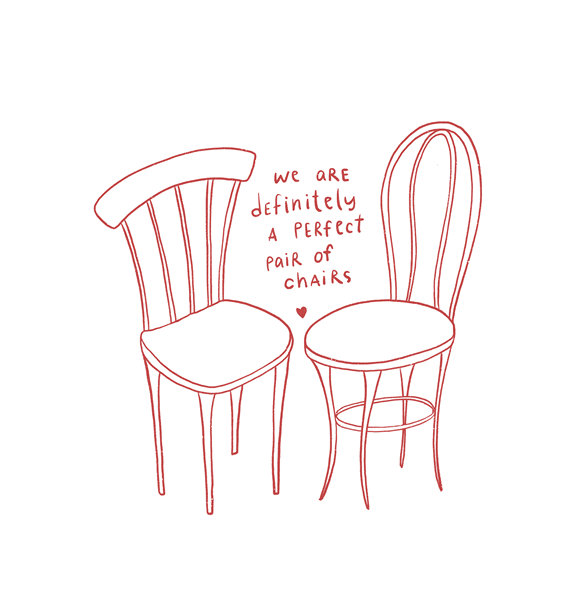 线条艺术插画，一对椅子图片下载