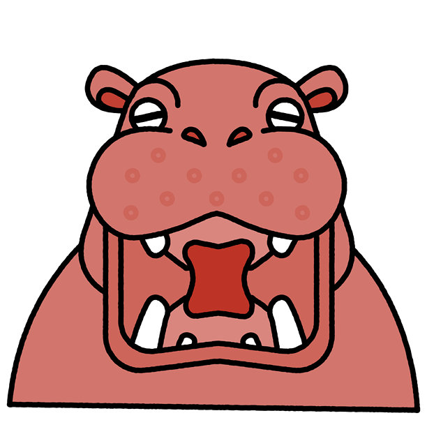 一只张着大嘴的河马的可爱插画图片下载