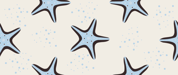 矢量扁平插画。可爱的卡通风格海螺无缝图案。非常适合包装纸、海报、封面、屏保和纺织品装饰。图片下载