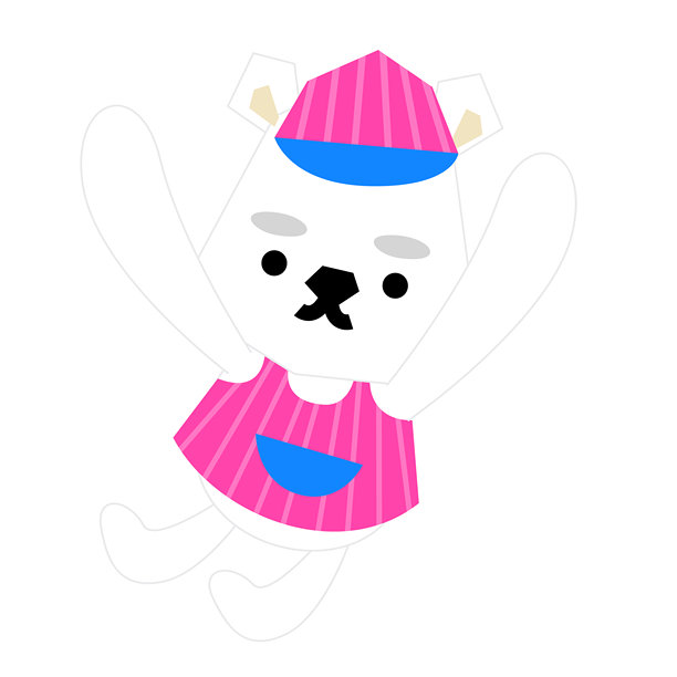 一只戴着冰淇淋店帽子的可爱北极熊插画图片下载