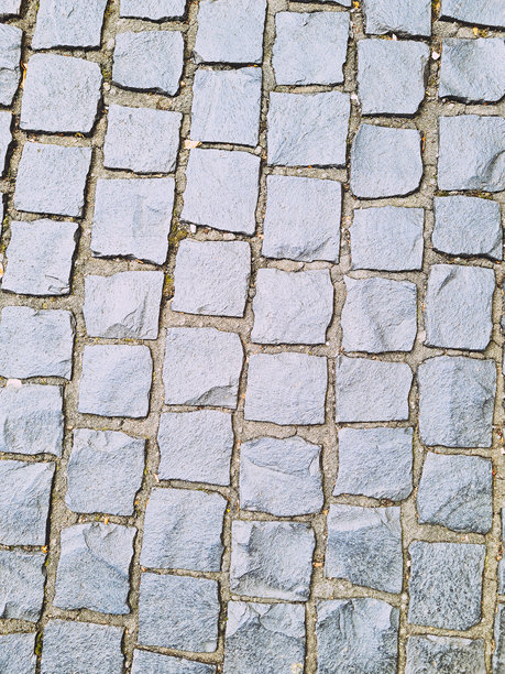 复古灰色花岗岩鹅卵石路面的纹理图片下载