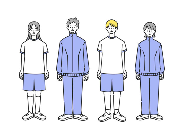 身穿健身服和运动衫的男女全身插画图片下载