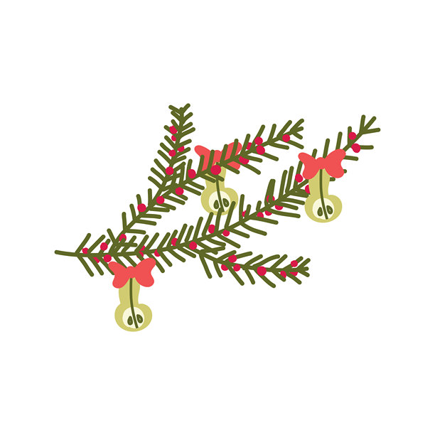 可持续圣诞树上悬挂的手绘干梨，环保零浪费节日矢量插画。图片下载