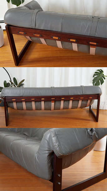 复古皮革和玫瑰木沙发图片下载