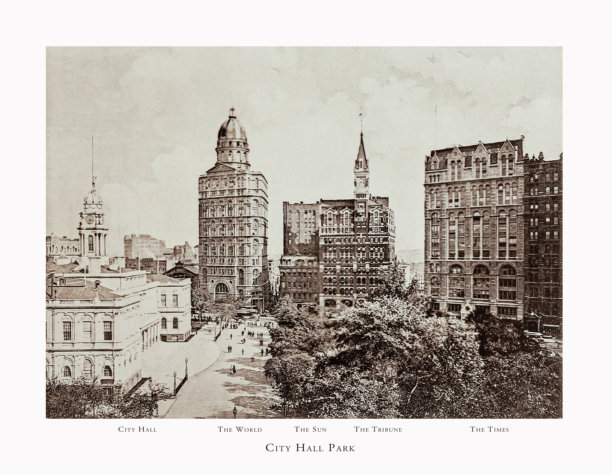 市政厅公园，纽约市历史照片，纽约，摄于1891年图片下载