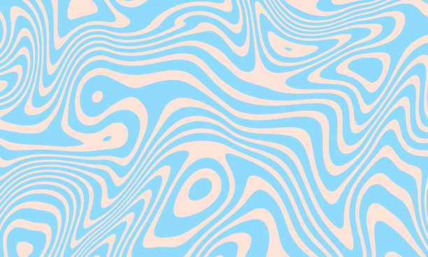 抽象的彩色波浪水平背景。复古60、70年代风格的潮流矢量插画。柔和色彩图片下载