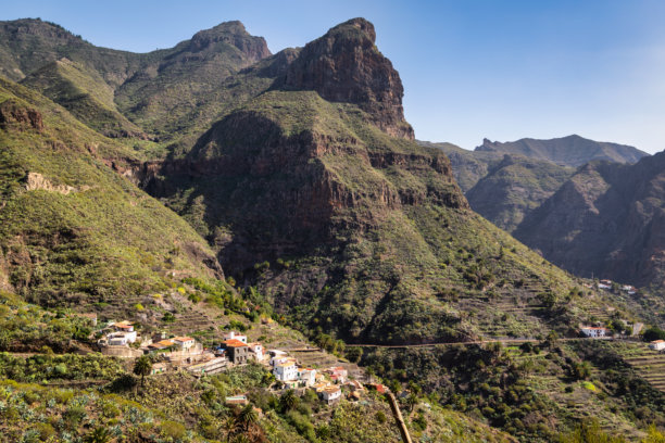 特内里费岛加那利群岛崎岖火山地貌通往马斯卡村的山路图片下载