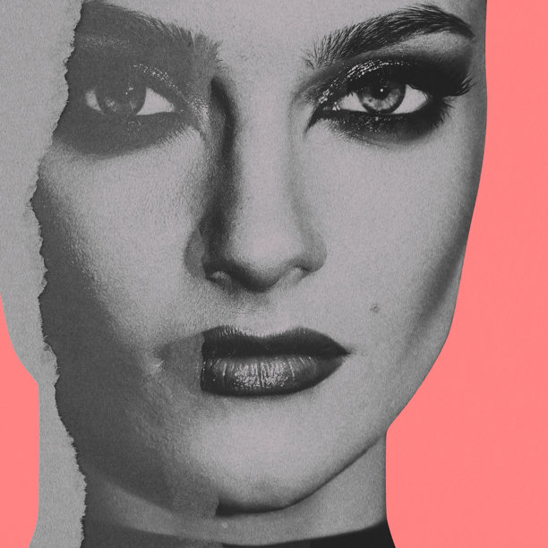 精美艺术拼贴插画：美丽的女人肖像图片下载