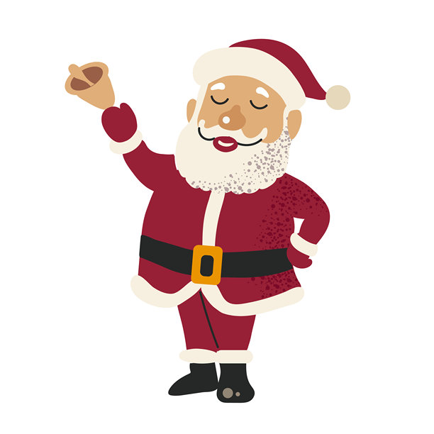 圣诞老人与铃铛图标剪贴画头像标志孤立插画图片下载