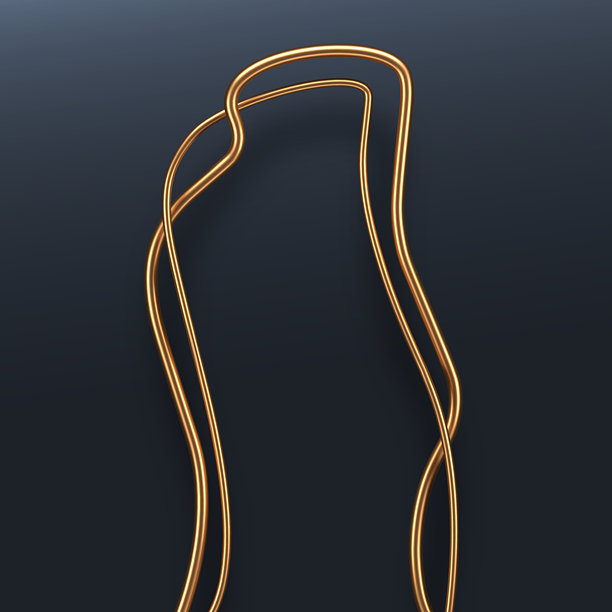 深色背景上的抽象金色流体线条拱门，具有逼真的3D效果。适用于现代设计、品牌或优雅装饰的奢华简约造型。矢量插画。图片下载