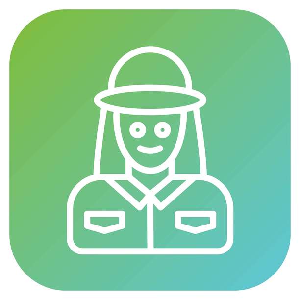 矢量插画风格的女性公园护林员图标图片下载