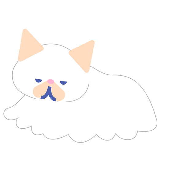 一只熟睡的白色天使猫卡通插画图片下载