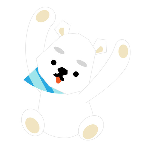 一只可爱北极熊戴着围巾跳跃的插画图片下载