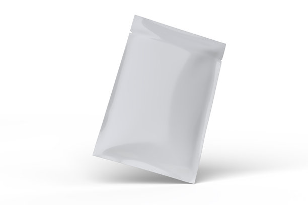 面部面膜包装模型，孤立在背景上，容器小袋，用于品牌推广的化妆品、护肤品、食品、化妆品或药品包装的塑料或箔袋模板图片下载