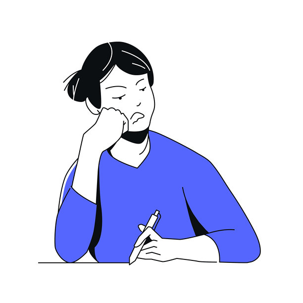 疲惫和烦躁的女性 - 彩色扁平化设计插画图片下载