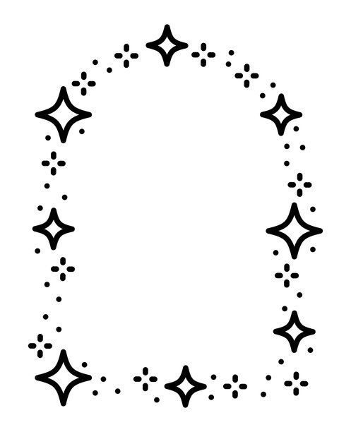 带有闪光的黑色装饰边框，包含星星、光晕和闪耀效果。适用于设计、横幅、明信片、项目和剪贴画的装饰元素。平面矢量插画，孤立在白色背景上。图片下载