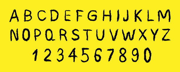 英文字母，蜡笔和粉笔质感的儿童字体，适合有趣的字体设计、学校学习和幼儿园教学，包含趣味字母。矢量插画。图片下载