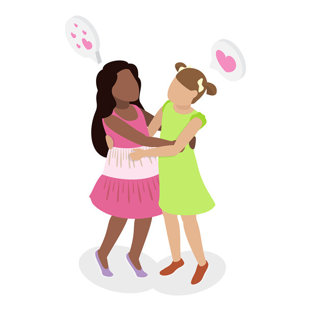 3DIsometric扁平矢量插画，拥抱的孩子。物品4图片下载