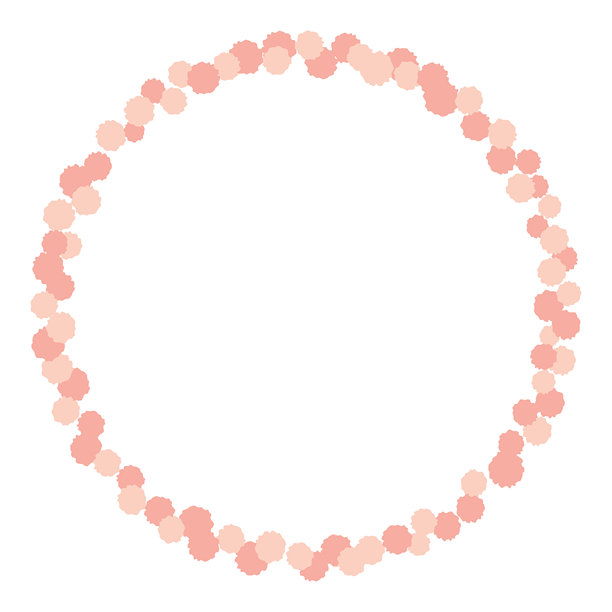 粉色可爱的圆形小花边框素材图片下载