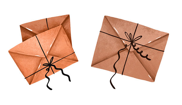 手绘的旧式复古信封，用于书信。情书、新闻插画图片下载