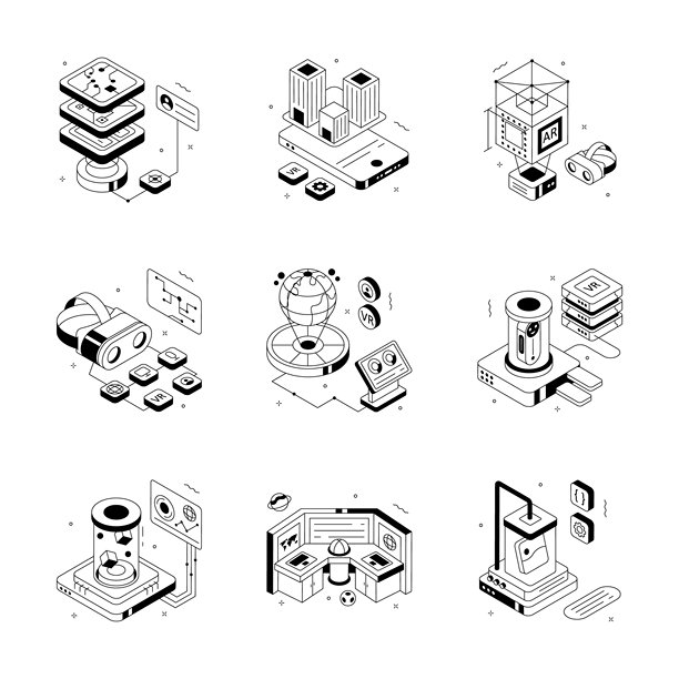 AR和VR技术等距插画集图片下载