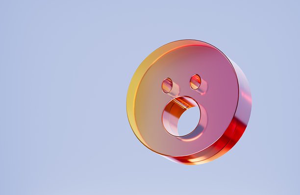 3D微笑表情图标，积极情绪概念。多彩渐变玻璃质感图标，潮流玻璃全息图标，用于平面设计、UI UX界面、3D渲染插画。图片下载