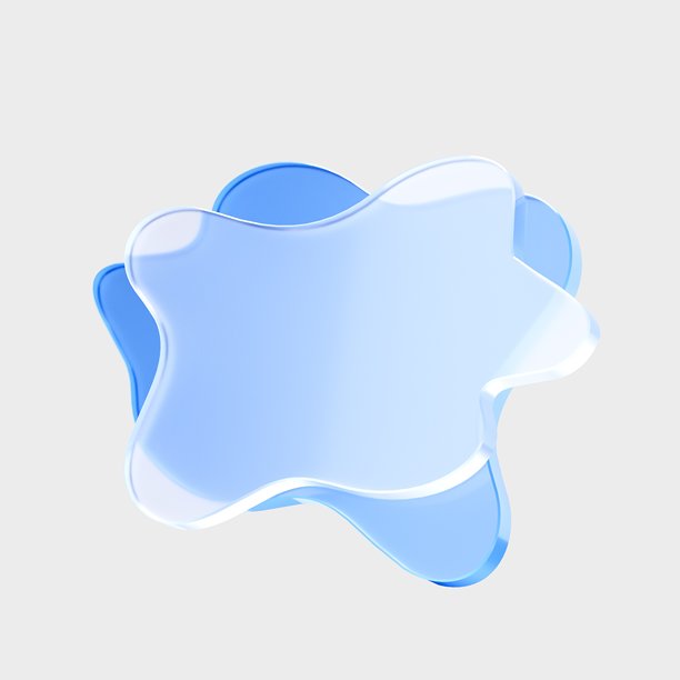 3D玻璃抽象形状图标，流体水滴设计元素。液体玻璃设计图标，一种流行的玻璃图标，适用于平面设计、UI、UX界面和3D插画。图片下载