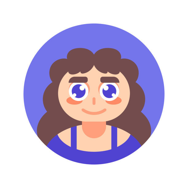 卡通风格的女性脸部扁平头像插画图片下载