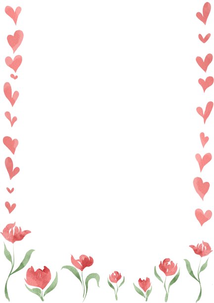 粉色和红色郁金香风格水彩花卉边框，春季背景，留有复制空间图片下载
