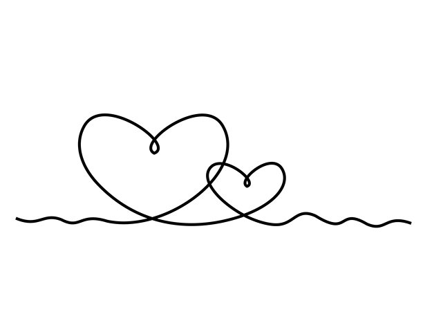 优雅的装饰画，蕾丝头饰图案。心形装饰画。装饰复古情人节手绘单线书法心形。书法插画。节日设计。爱心装饰图标图片下载