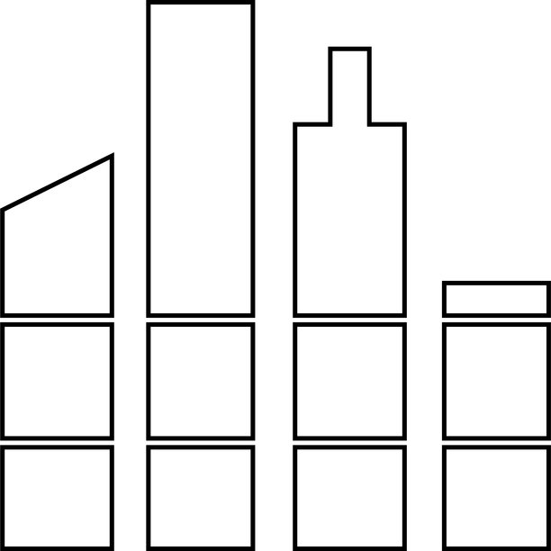 建筑图标，例如城市、公寓、公寓楼、城镇、城市、房地产、建筑图标。医院、联排别墅、博物馆。城市建筑、城市摩天大楼、市中心。矢量图图片下载