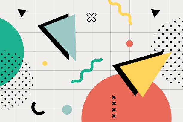 现代抽象海报和背景，具有抽象几何形状、鲜艳的色彩、简单的图案和复古的80年代感觉。矢量插画图片下载