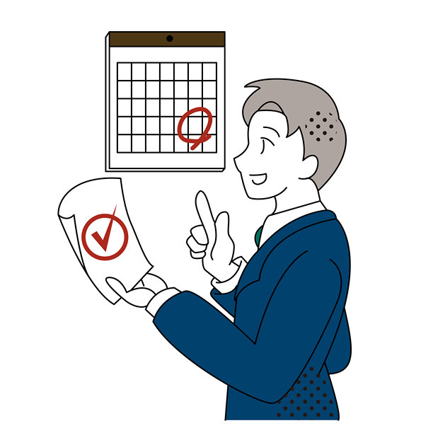 商务人士确认截止日期并寻找解决方案插画图片下载