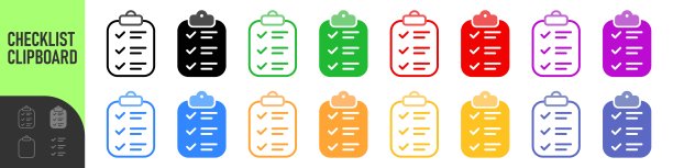 简单的清单剪贴板剪影图标，极简矢量插画，孤立在透明背景上图片下载