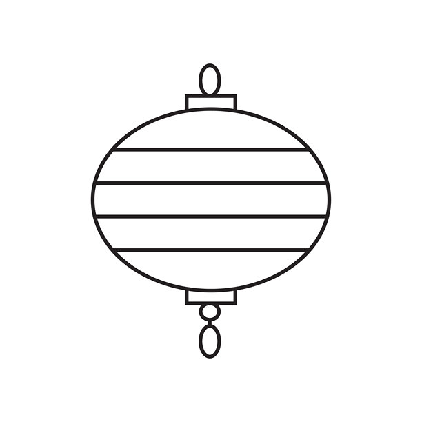 农历新年和文化庆典设计的传统中式灯笼图标。简约线条艺术风格，矢量插画图片下载