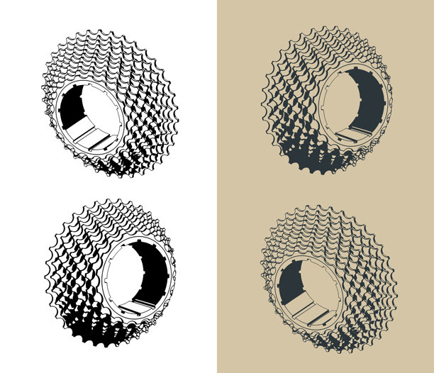 磁带自行车飞轮插画图片下载