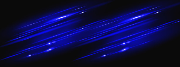 数字背景的霓虹激光蓝色光束和水平线。黑色暗空间中带有闪耀光晕的明亮条纹，营造速度感。抽象矢量射线动态叠加。图片下载