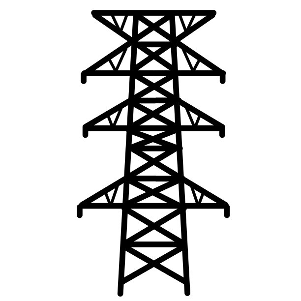 黑白插画风格的输电塔图标图片下载
