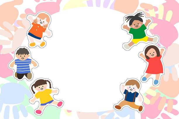 手印背景和贴纸风格的可爱儿童背景素材图片下载