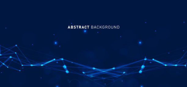 数字科技速度连接蓝色背景，赛博纳米信息，地图抽象通讯，创新未来科技数据，互联网网络连接，人工智能大数据，线条点状插画三维图片下载