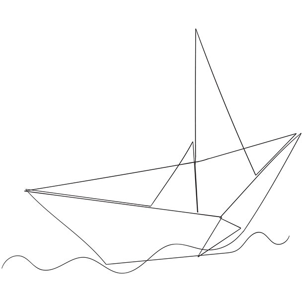 连续单线条船只绘画，轮廓矢量插画设计图片下载